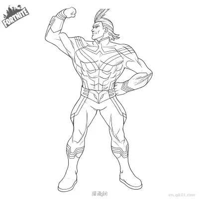 Free printable All Might 02 Coloring Page - Free PDF Printable Fortnite Coloring Sheets coloring page